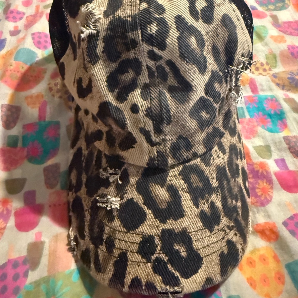 Leopard Print Distressed Cap